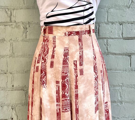 Vintage Safari Novelty Print Midi Skirt 8 10