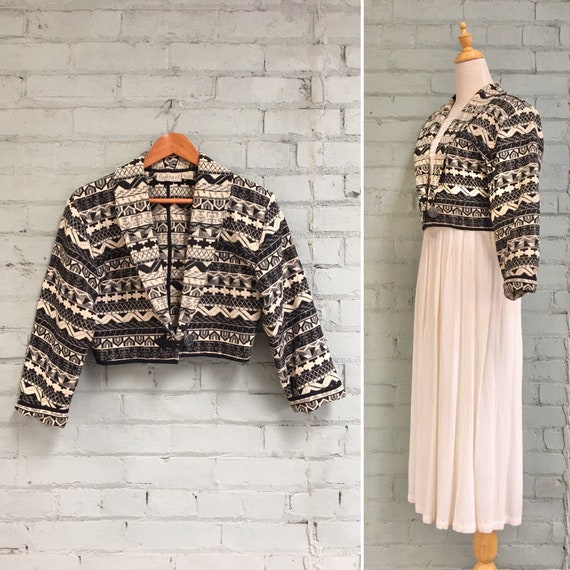 vintage 1990s southwest cropped blazer / 90s boho