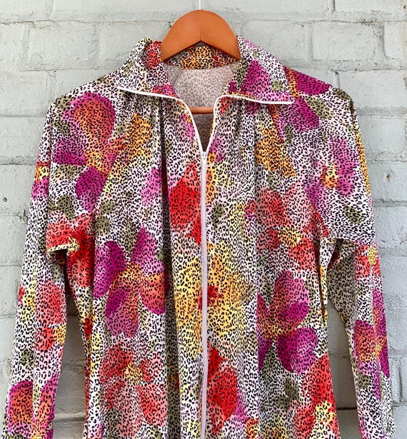 vintage 1970s floral midi shirt dress 70s zip up … - image 7