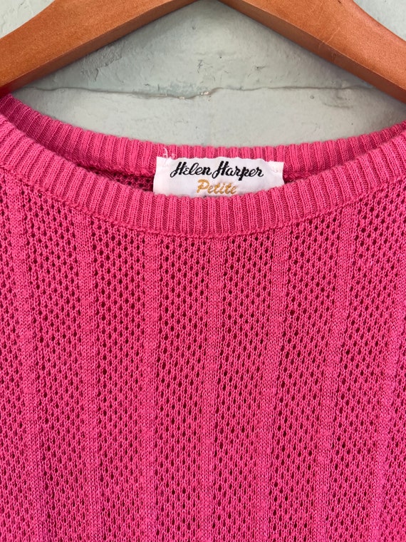 vintage 1960s short sleeve pointelle sweater 60s … - image 7
