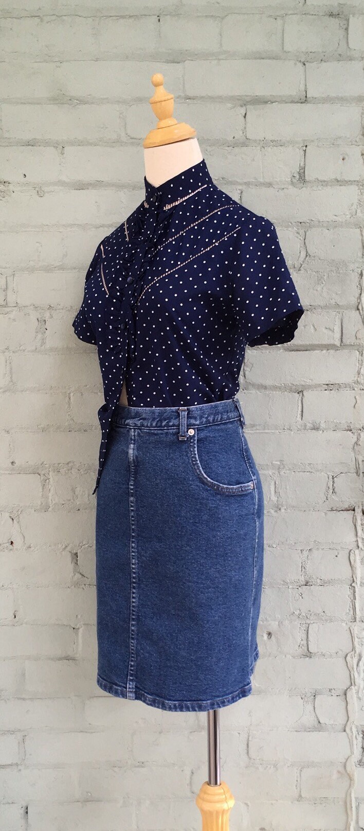 Vintage 1980s denim mini skirt / 80s medium wash stretch jean | Etsy