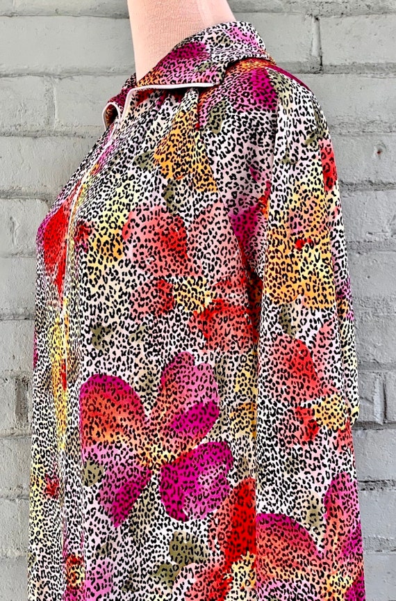 vintage 1970s floral midi shirt dress 70s zip up … - image 5