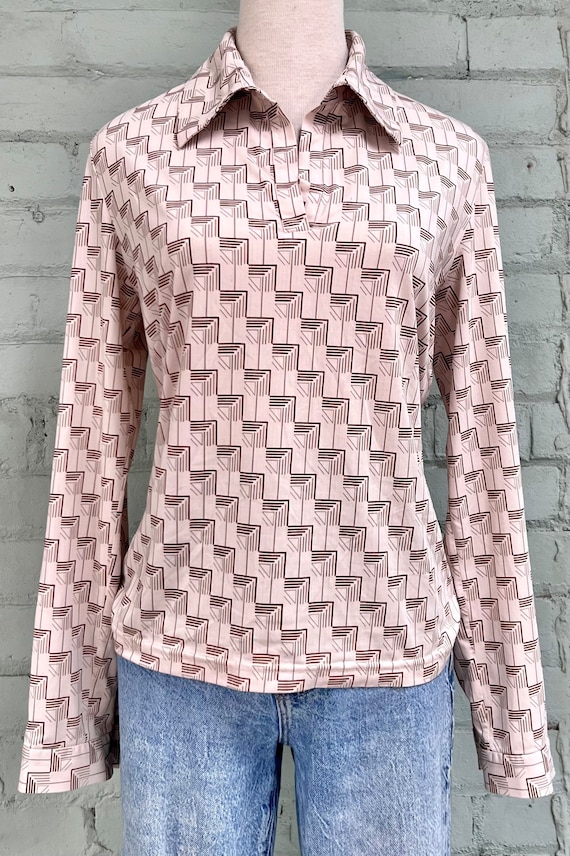 vintage 1970s novelty print pullover shirt 70s da… - image 2