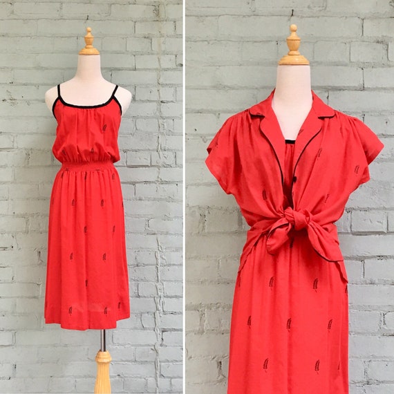 vintage 1970s boho spaghetti strap day dress / 70s