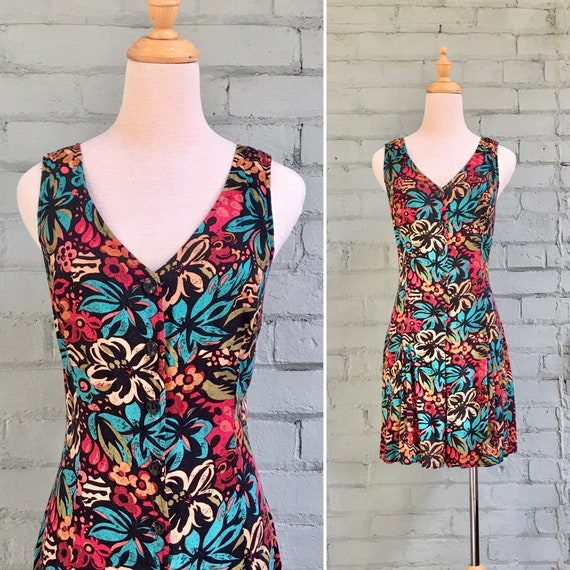 vintage 80s floral romper / 1980s print shorts jum