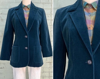 vintage 1970s velvet blazer 70s tailored single breasted sportscoat classic preppy boho academia equestrian riding jacket / small