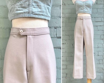 vintage 1990s high rise capri pants 90s flat front straight leg cropped pants mod preppy casual office classic capsule wardrobe / large