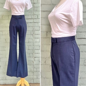 vintage 1990s high rise dress pants 90s flat front straight leg trousers classic office work polyester slacks / small