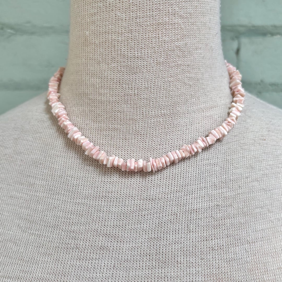 Vintage 1990s Pink Puka Shell Choker 90s Y2k Surfer Tropical Shell ...