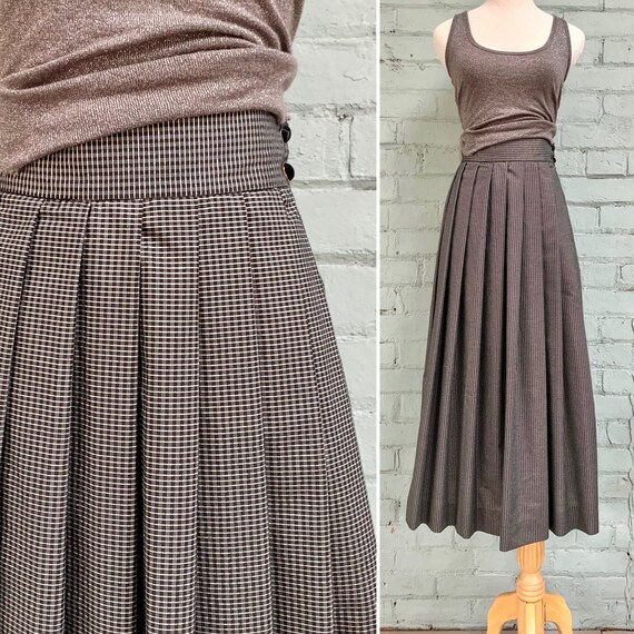 vintage 1980s plaid midi skirt / 80s Talbots pleat