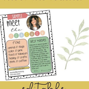Modern Boho Meet the Teacher EDITABLE