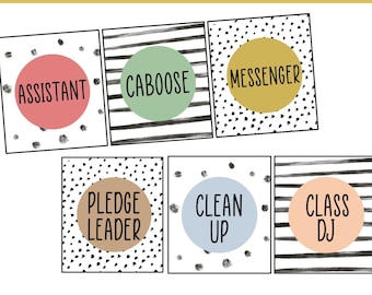 Modern Boho Job Chart Tags