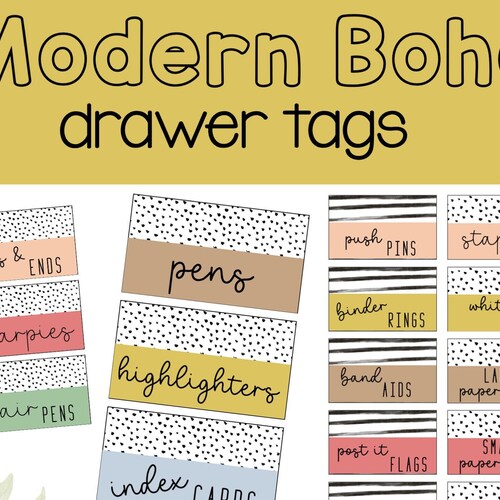 Modern Boho Teacher Toolbox Drawer Labels EDITABLE Etsy