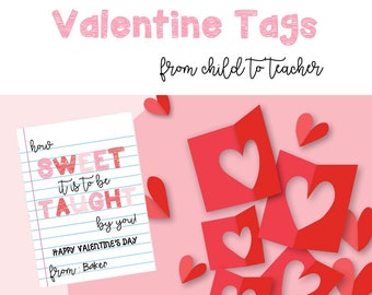 Valentinstag druckbare Tags vom Kind bis zum Lehrer