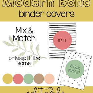 Modern  Boho Binder Covers EDITABLE