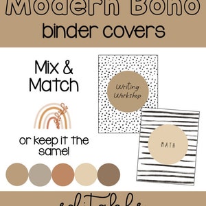 Modern Boho Binder Covers and Spines EDITABLE