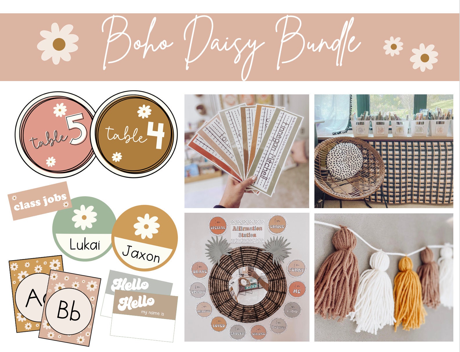 Boho Daisy Klassenzimmer Dekor Bündel