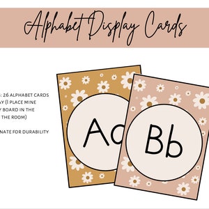 Cartões do alfabeto Boho Daisy DOWNLOAD INSTANTÂNEO