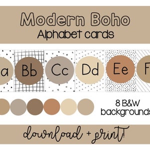 Cartes alphabet Boho neutres