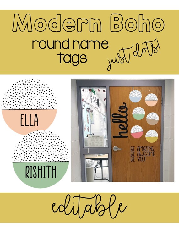 Round Editable Name Tags - Etsy