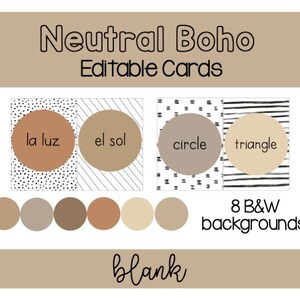Neutral Boho Blank Editable Cards