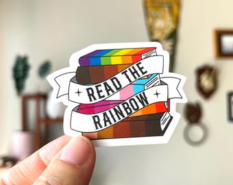 Read the Rainbow Waterproof Vinyl Sticker | Banned books, Pride