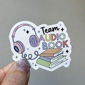 Team Audio book waterproof sticker | Audiobook sticker, Audiobooks count, audiobook addict, audiobook listener, bookish sticker, headphones