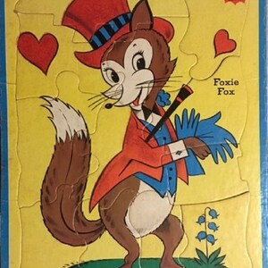 Sta-N-Place FURRY Inlaid Puzzle - Foxie Fox - 12 Piece Puzzle