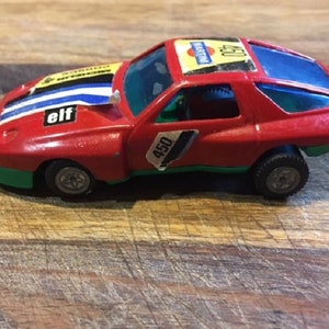 Polfi Toys Die Cast Porsche - 1:43 Scale - Red Car with Green Trim - Made in Greece