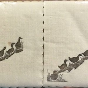 Gwen Frostic Napkins - Michigan Artist- Original Block Print - Ducks in a Row