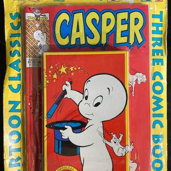 Harvey Comics - Casper Classics - Three Comics Books and VHS Tape - Sealed with Wear