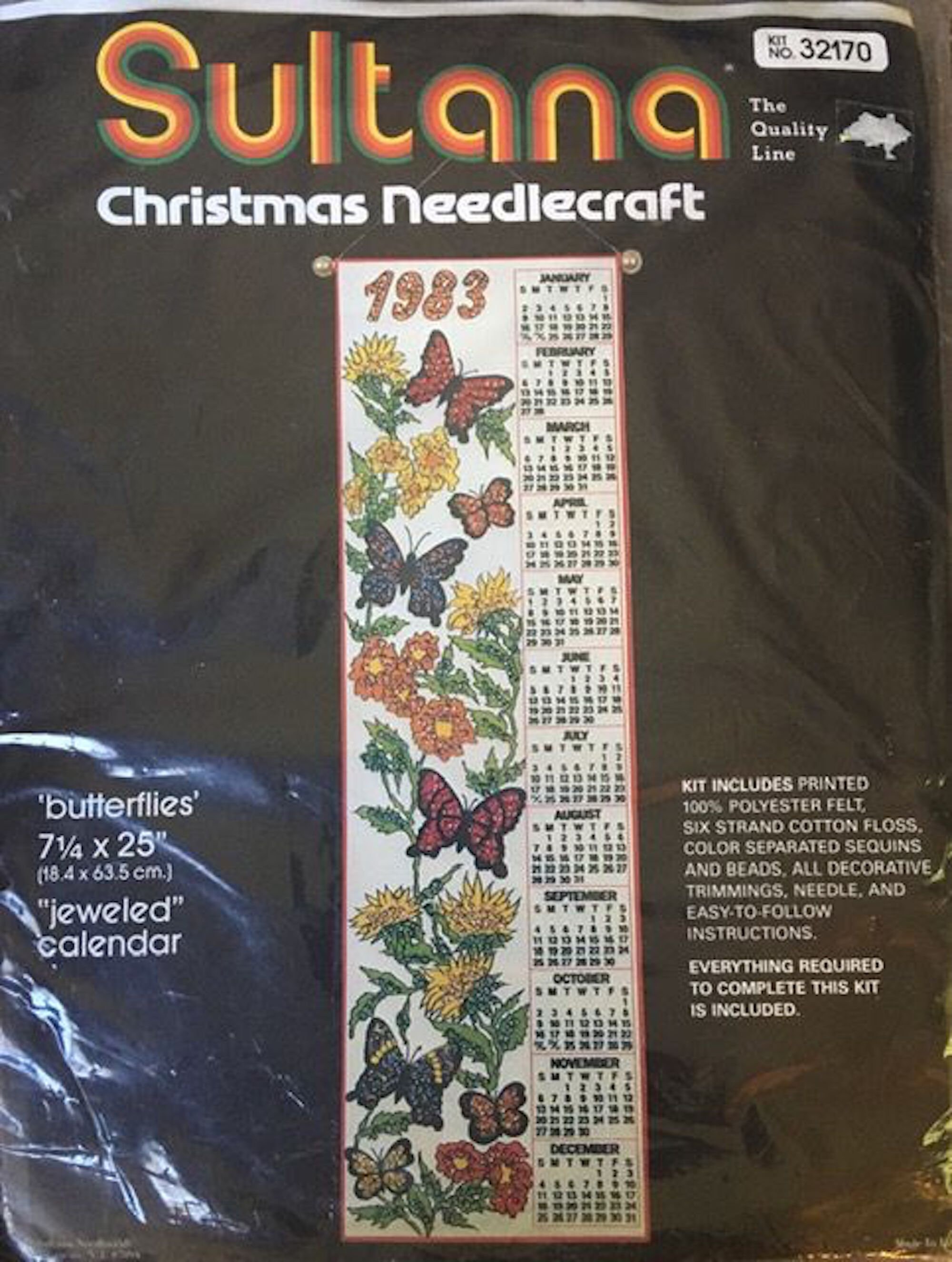 Sultana Christmas Needlecraft Butterflies Jeweled 1983 Calendar Kit No.  32170 - Etsy