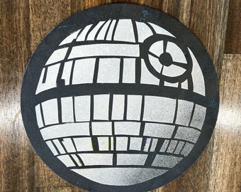 Acrylic painting of the Death Star, adorn any surface with this engineering marvel!