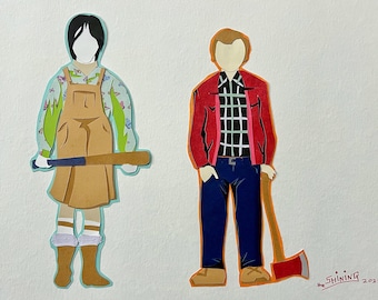 Wendy & Jack ,The Shining. Cut paper. 11” x 14”