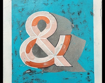 Ampersand, Acrylic on cork, on wood