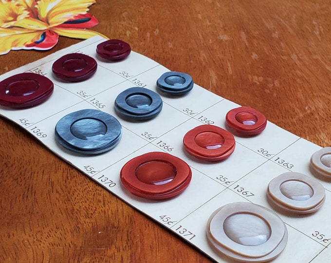 Vintage Salesman Sample Card - Retro Plastic Buttons - Fall Colors - 12 ...