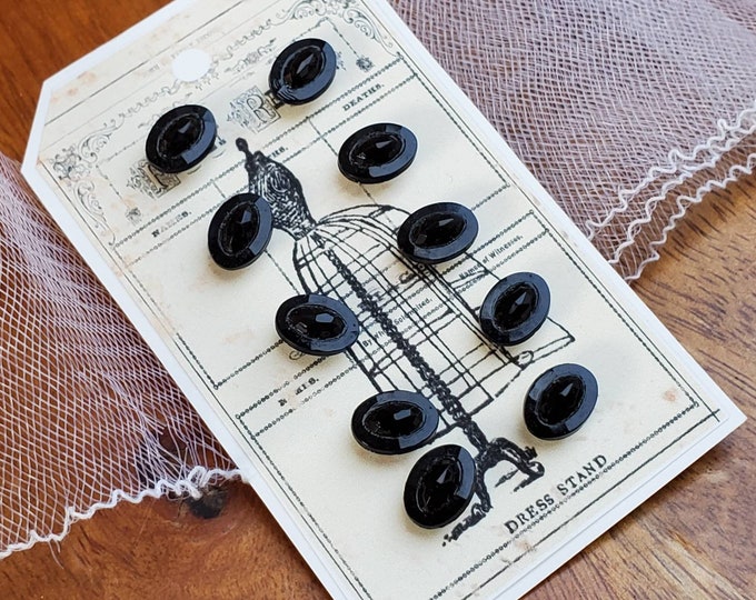 Small Antique Jet Black Glass Buttons - Early 1900s Diminutive Glass ...