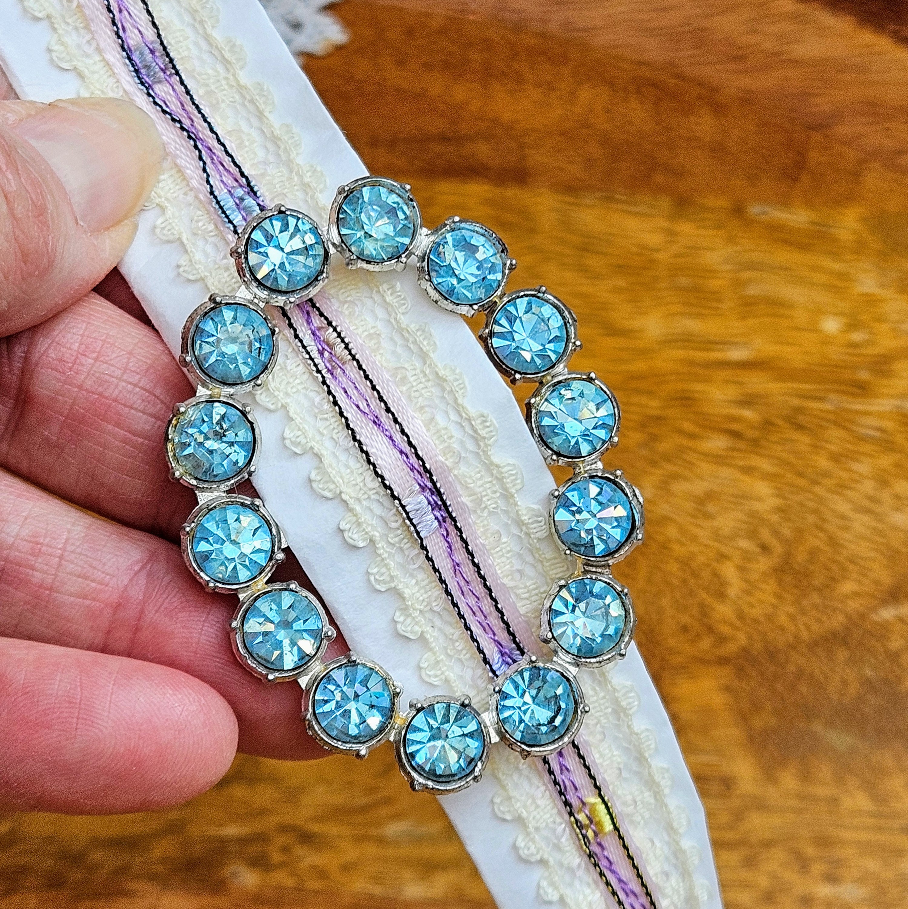 Vintage Aquamarine Rhinestone Belt Buckle – 2 1/4 Inch NOS 