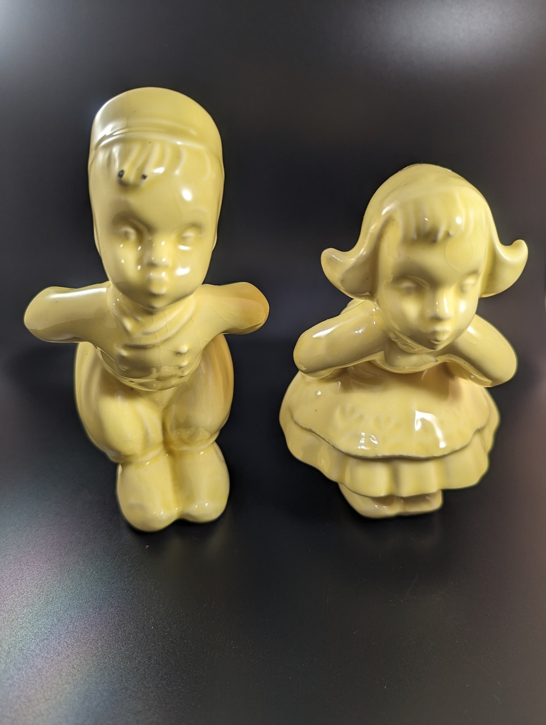Ceramic Kissing Dutch Figurines Yellow Etsy