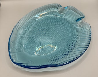 Nautica Melamine Dishes Nautical Serving Platters Ice Blue Glass Fish  Serving Dish/plate X