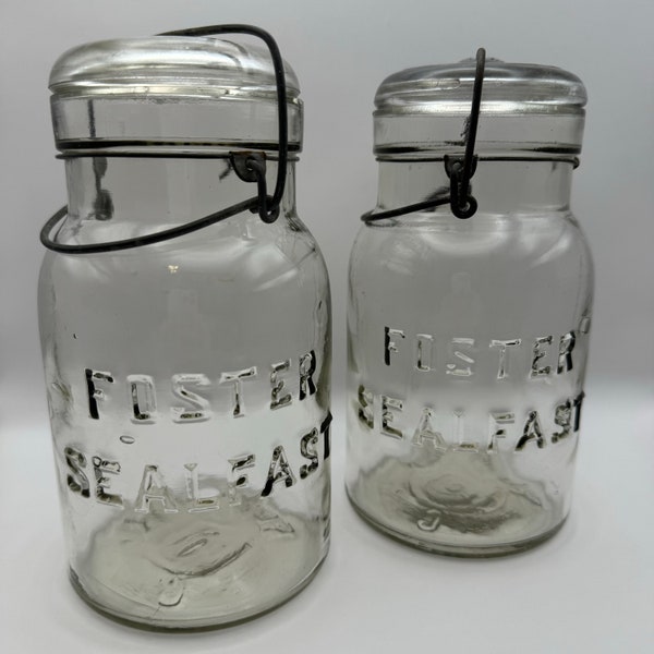 Fosters Sealfast Bale Closure Canning Jars- Set of 2, Vintage, 32oz.