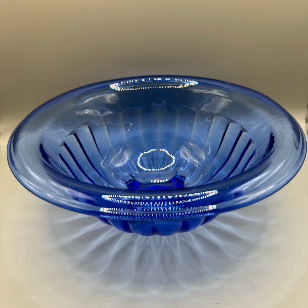 Hazel Atlas Cobalt Blue Ribbed Bowl 8.5 Inches - Etsy