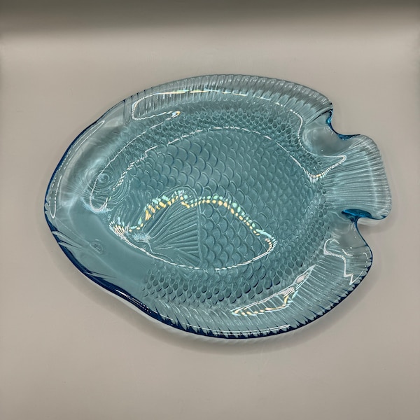 Plato/plato para servir pescado de vidrio azul hielo - 10.75" x 8.5"
