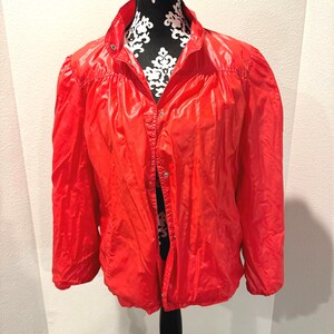 80s/Early 90s Red Windbreaker Snap Jacket - Windy Weather Brank