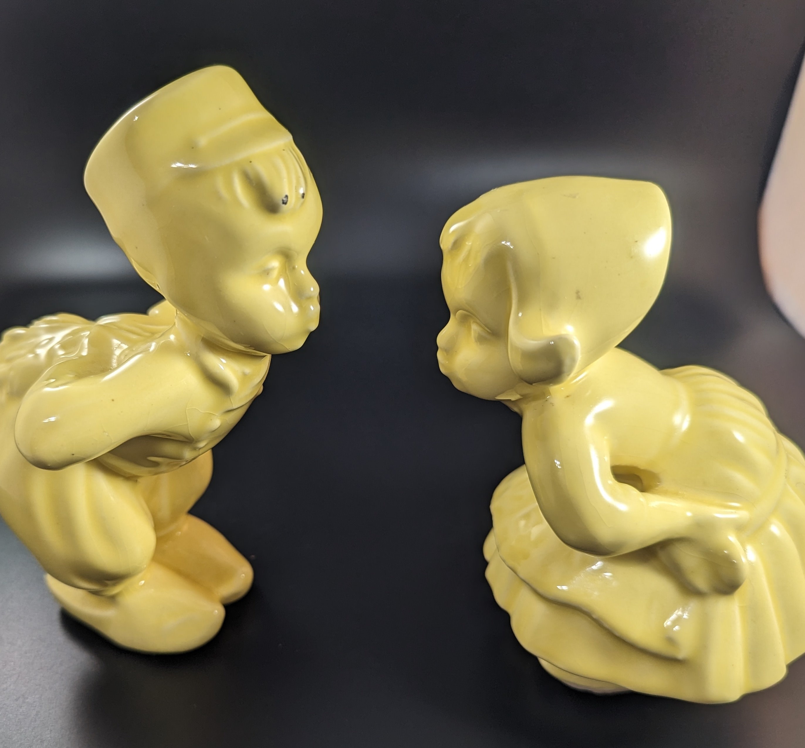 Ceramic Kissing Dutch Figurines Yellow Etsy