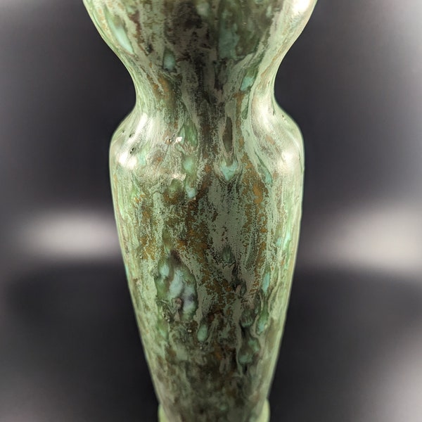 Mid-century green ceramic hand-thrown pottery vase