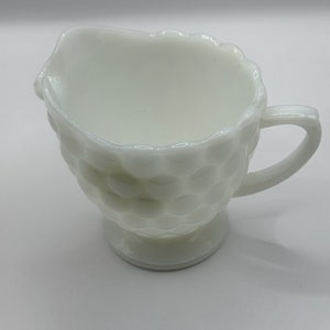 Milk Glass Creamer Pitcher Anchor Hocking Bubble Pattern Milk Glass