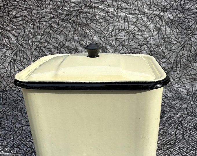 Enamelware Canister With Black Trim and Handle Etsy