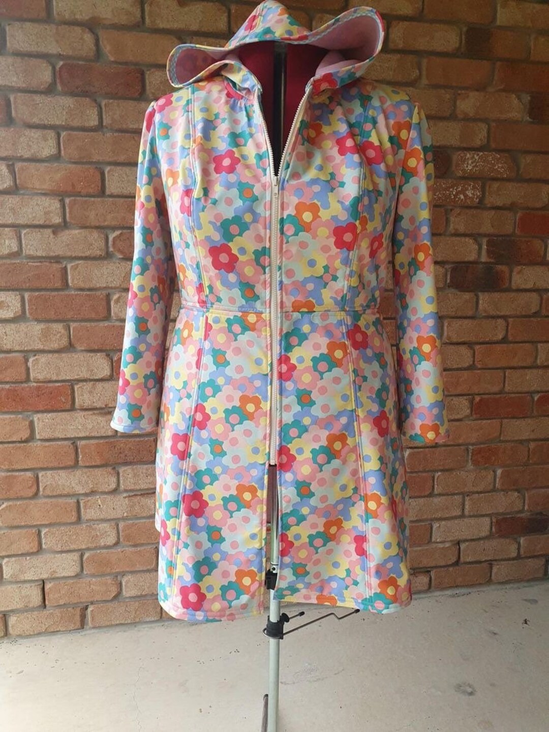 Hooded Raincoat Fleece Lined and Front Zip With Pockets Etsy