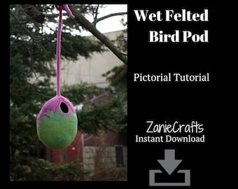 Instant Download - Wet Felting Tutorial - Felted Bird House Vessel - Wool Birdhouse Instructions - Pictorial Tutorial - Wet Felting - 30pics